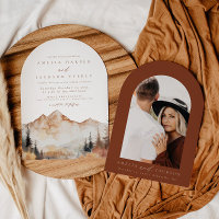 Faire-part de mariage de la montagne de l'aquarell