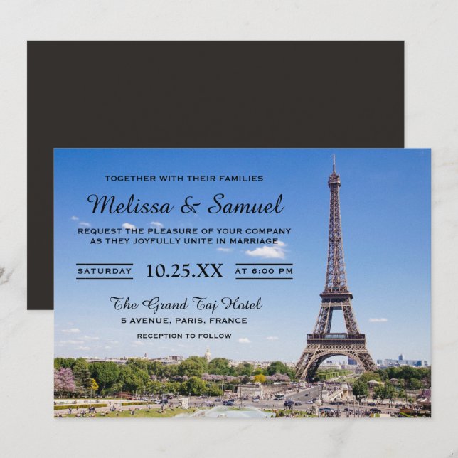 Faire-part de mariage de la Tour Eiffel (Devant / Derrière)