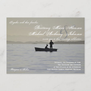 Faire-part de mariage de lac silhouette de bateau