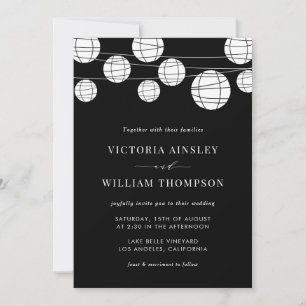 Faire-part de mariage de lanternes en papier noir