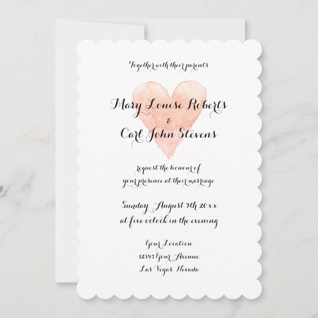 faire-part de mariage de l'aquarelle corallienne (Devant)