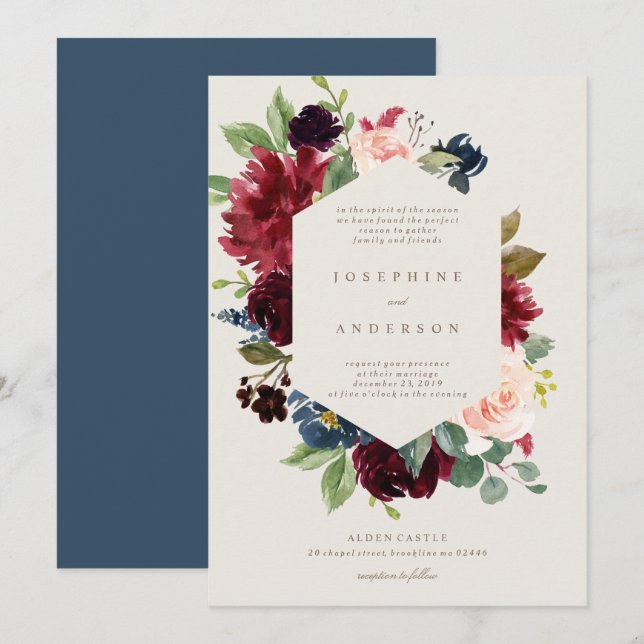Faire-part de mariage de l'élégance hivernale (Devant / Derrière)