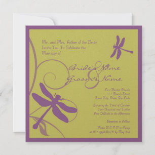 Faire-part de mariage de libellule pourpre