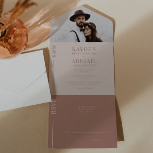 Faire-part de mariage de ligne blanche rose