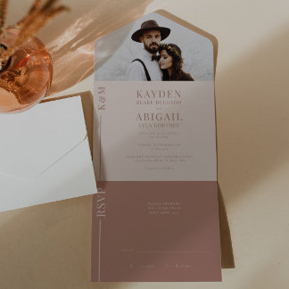 Faire-part de mariage de ligne blanche rose