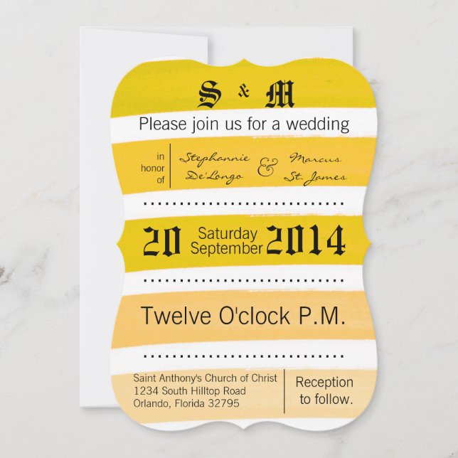faire-part de mariage de ligne jaune Ombre Stripe  (Devant)