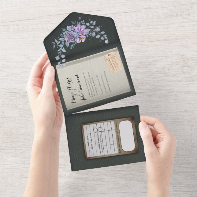 Faire-part de mariage de livre d'aquarelle couleur (Déchirure)
