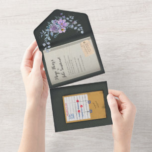 Faire-part de mariage de livre d'aquarelle couleur