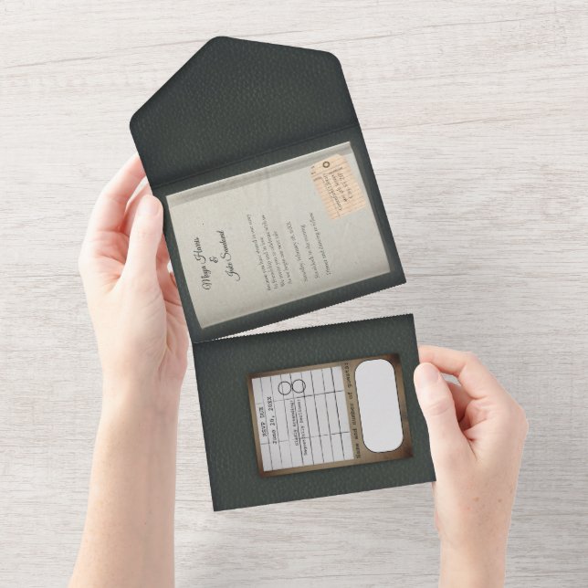 Faire-part de mariage de livre doré vert Sage (Déchirure)