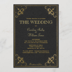 Faire-part de mariage de livre en cuir Vintage