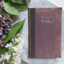 Faire-part de mariage de livre Vintage pourpre