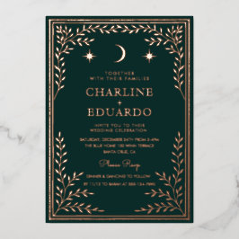 Faire-part de mariage de l'ornement d'ivoire vert 