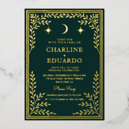 Faire-part de mariage de l'ornement d'ivoire vert 