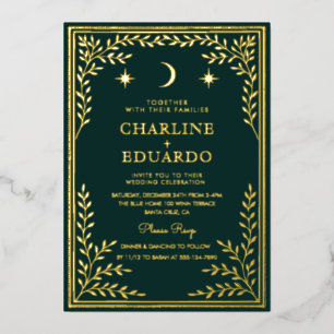 Faire-part de mariage de l'ornement d'ivoire vert 