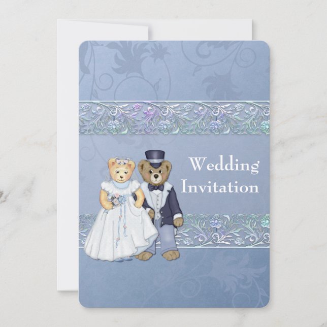 Faire-part de mariage de l'ours en peluche et de l (Devant)