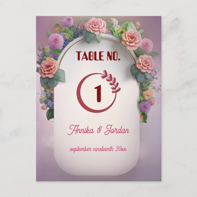 Faire-part de mariage de luxe Numéros de table Vin (Devant)