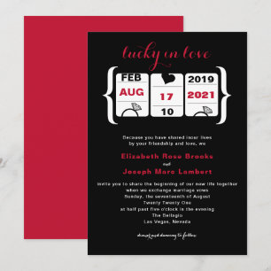 Faire-part de mariage de machine à sous rouge noir