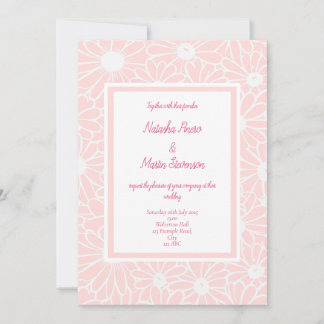 Faire-part de mariage de marguerite rose floral