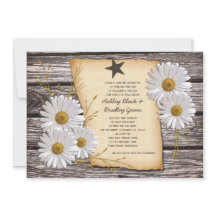 Faire-part de mariage de marguerite rustique
