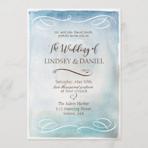 Faire-part de mariage de mer bleue ou de ciel