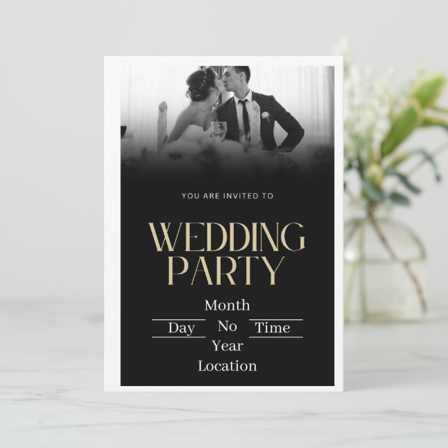 Faire-part de mariage de minuit Elegance (Debout devant)