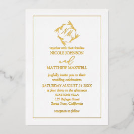 Faire-part de mariage de monogramme de couronne d'