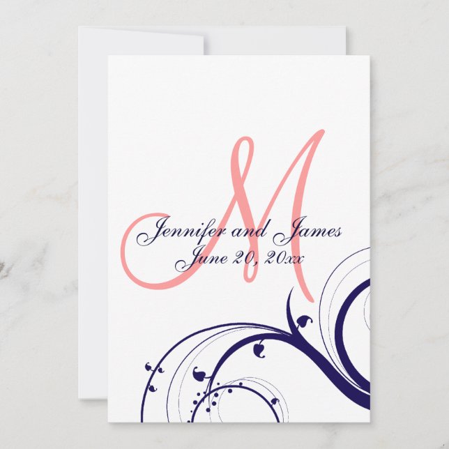 Faire-part de mariage de monogramme de la marine C (Devant)