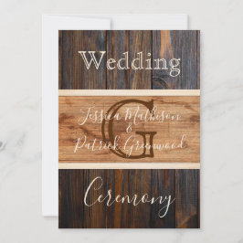 Faire-part de mariage de monogramme en bois rustiq