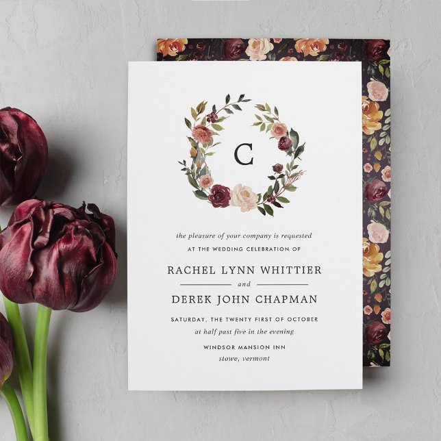 Faire-part de mariage de monogramme en fleur rusti (Créateur téléchargé)