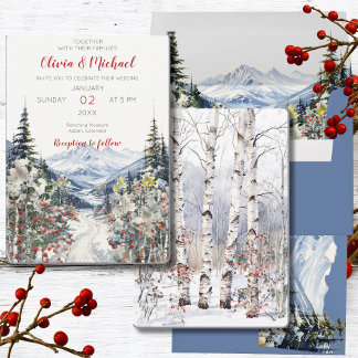 Faire-part de mariage de montagne d'hiver
