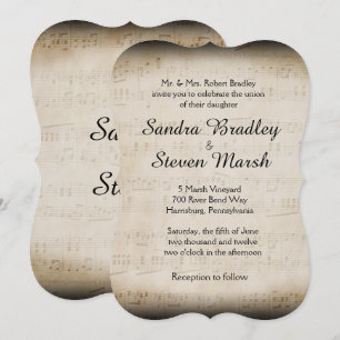 Faire-part de mariage de musique feuille