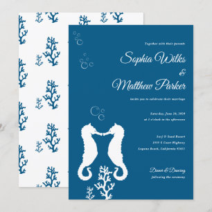 Faire-part de mariage de Navy Blue Seahorse