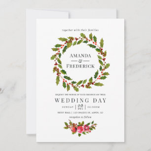 Faire-part de mariage de Noël à l'aquarelle Fleur 