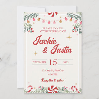 Faire-part de mariage de Noël festif