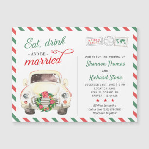 Faire-part de mariage de Noël rouge et vert pour l