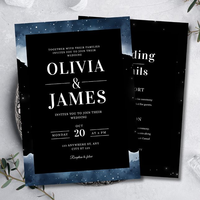 Faire-part de mariage de nuit étoilée, Ciel de nui (Créateur téléchargé)
