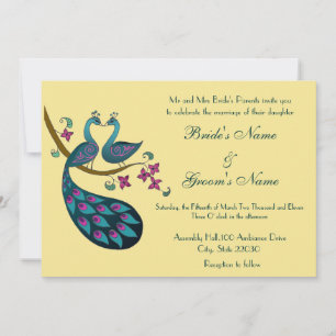 Faire-part de mariage de paon, paille