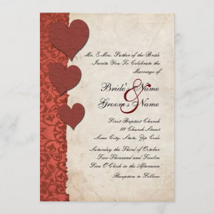 Faire-part de mariage de papier déchiré des Coeurs