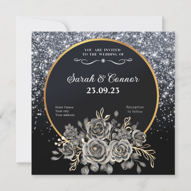 Faire-part de mariage de Parties scintillant en ar (Devant)