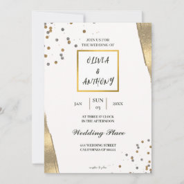 Faire-part de mariage de parties scintillant en or