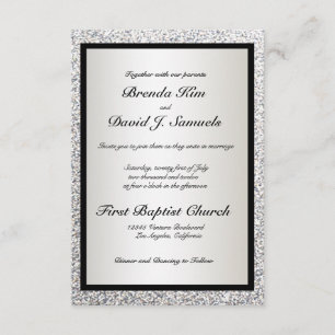 Faire-part de mariage de Parties scintillant noire