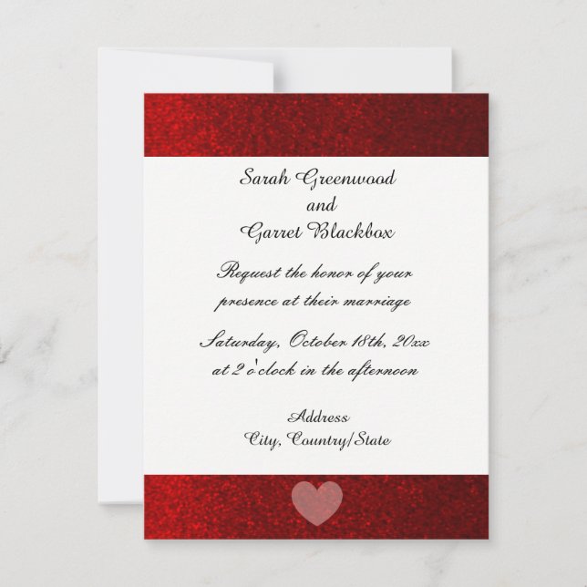 Faire-part de mariage de Parties scintillant Red F (Devant)