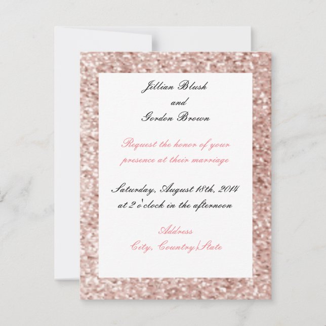 Faire-part de mariage de Parties scintillant rose  (Devant)