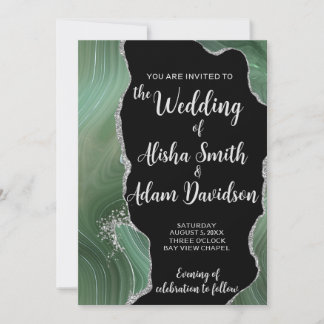 Faire-part de mariage de Parties scintillant verte