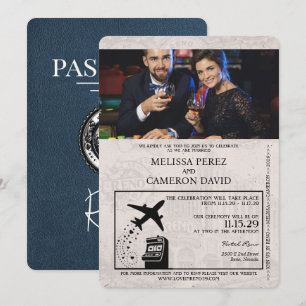 Faire-part de mariage de passeport bleu Reno Navy