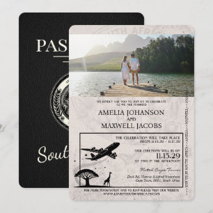 Faire-part de mariage de passeport Champagne Afriq