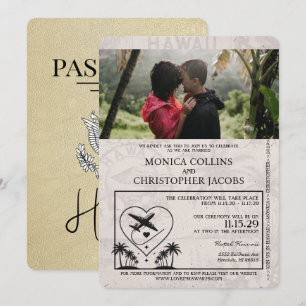 Faire-part de mariage de passeport Champagne Hawai
