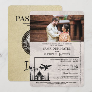 Faire-part de mariage de passeport Champagne Inde