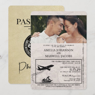 Faire-part de mariage de passeport Champagne Phili