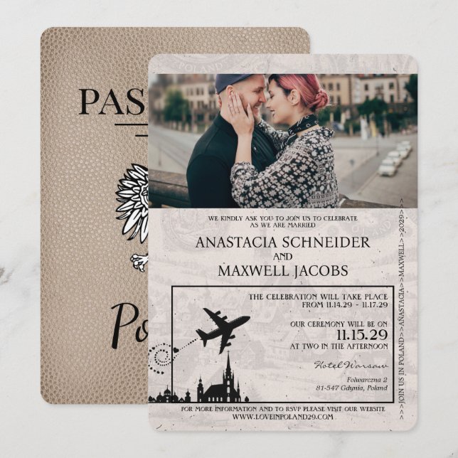 Faire-part de mariage de passeport de la Pologne b (Devant / Derrière)